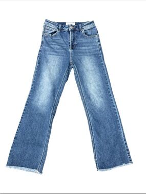 RISEN Barrel Straight Women's Jeans Blue Denim Raw Hem